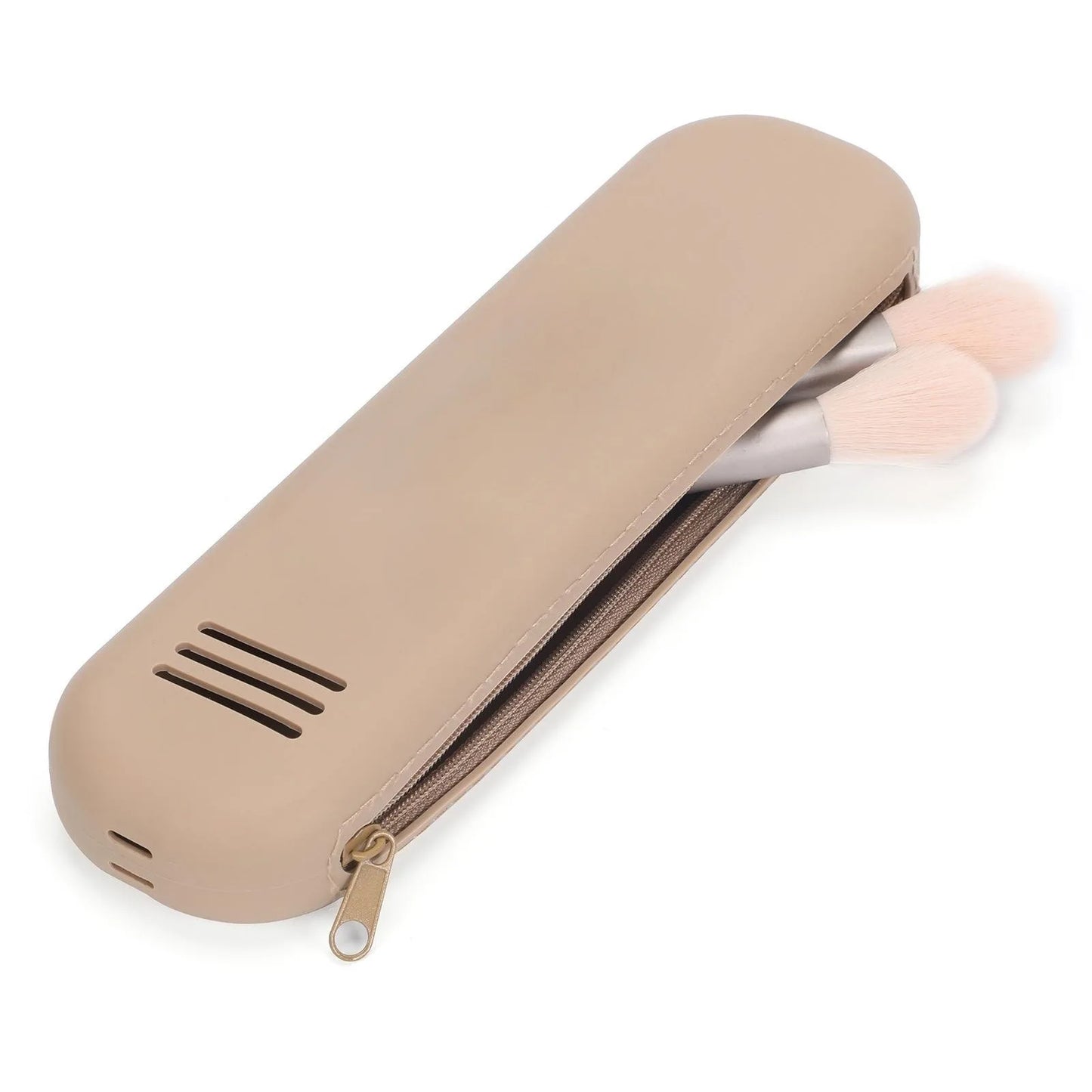 Durable zipper cosmetic pouch for makeup brushes