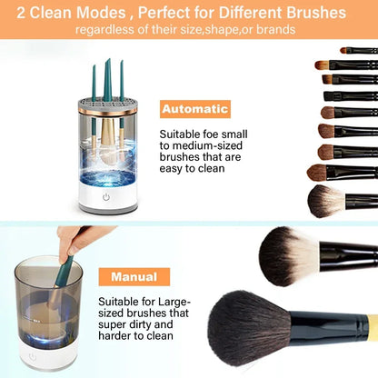 USB 3-in-1 Electric Makeup Brush Cleaner – Washer, Dryer & Drying Rack