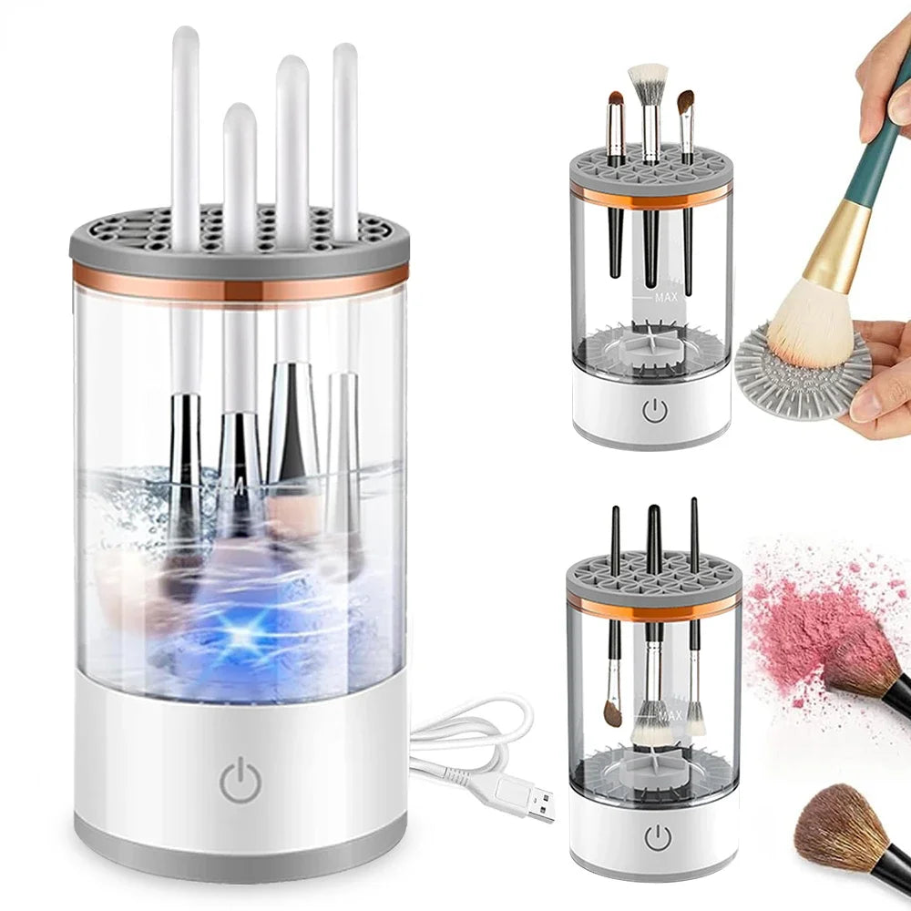 USB 3-in-1 Electric Makeup Brush Cleaner – Washer, Dryer & Drying Rack