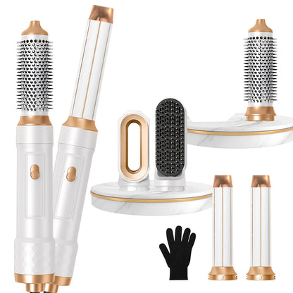 5-in-1 Hair Styling Set – Ionic Blow Dryer Brush & Curling Wand with Hot Air Massage