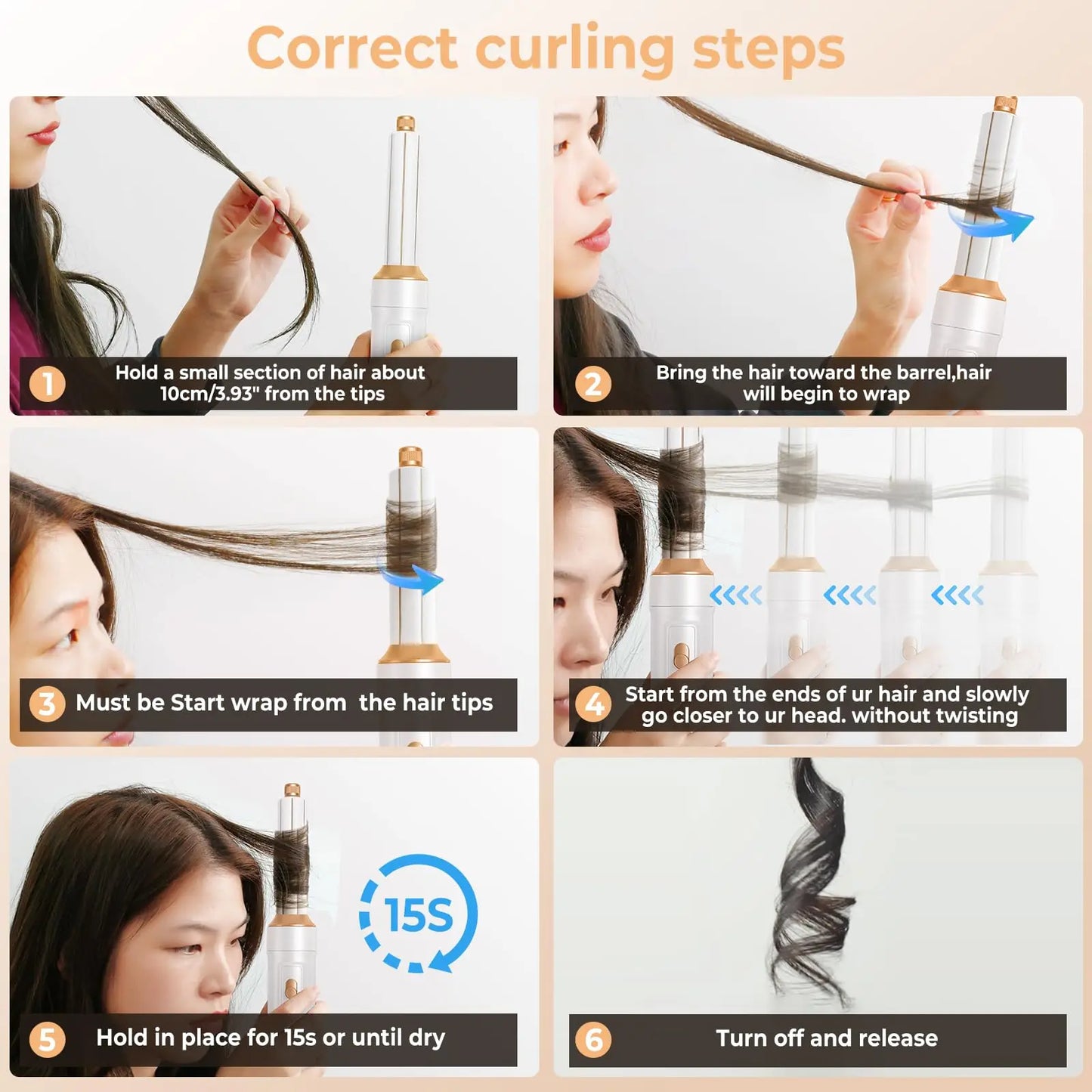 5-in-1 Hair Styling Set – Ionic Blow Dryer Brush & Curling Wand with Hot Air Massage