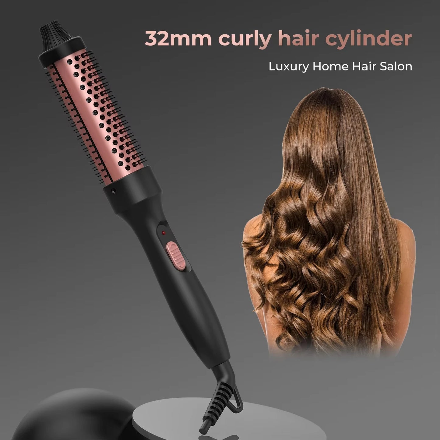 3-in-1 Heated Thermal Hair Brush – Curler & Volumizer for Home & Travel