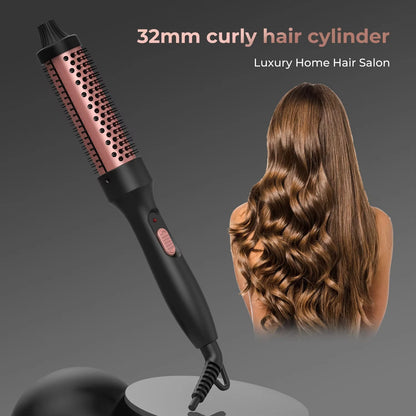 3-in-1 Heated Thermal Hair Brush – Curler & Volumizer for Home & Travel
