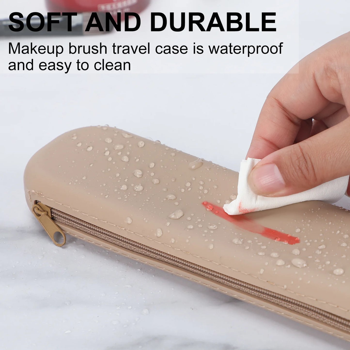Durable zipper cosmetic pouch for makeup brushes