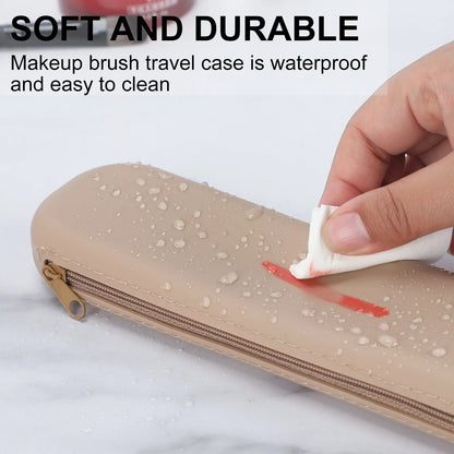 Durable zipper cosmetic pouch for makeup brushes