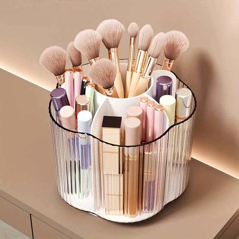 360° rotating detachable 6-grid makeup brush organizer for vanity
