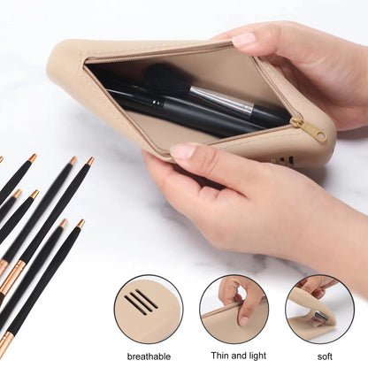Durable zipper cosmetic pouch for makeup brushes