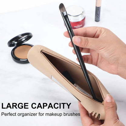 Durable zipper cosmetic pouch for makeup brushes