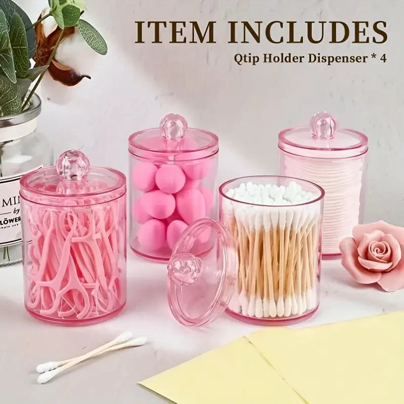 Transparent acrylic cotton swab storage box for makeup tools