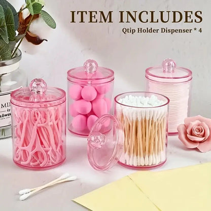 Transparent acrylic cotton swab storage box for makeup tools