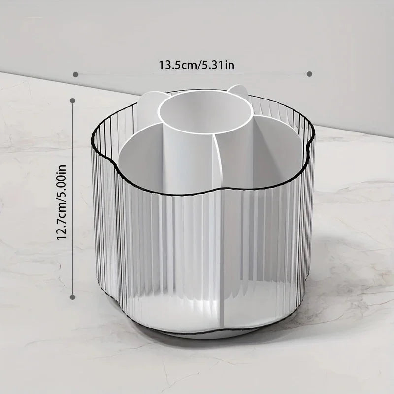 360° rotating detachable 6-grid makeup brush organizer for vanity