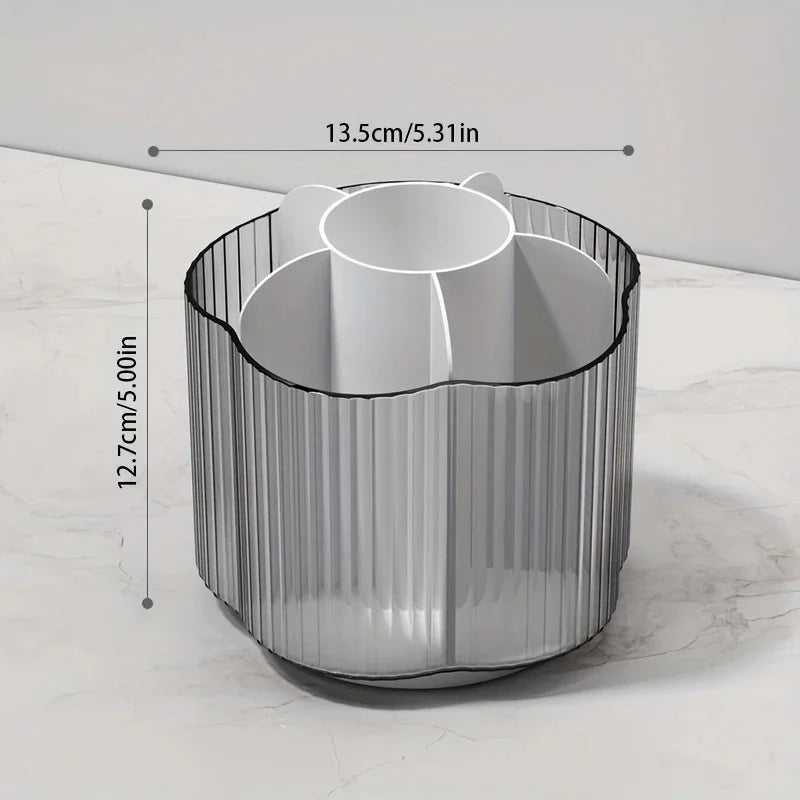 360° rotating detachable 6-grid makeup brush organizer for vanity