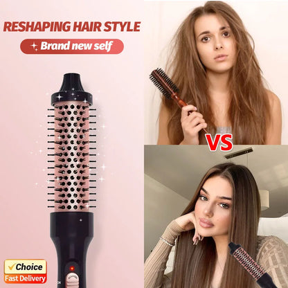 3-in-1 Heated Thermal Hair Brush – Curler & Volumizer for Home & Travel