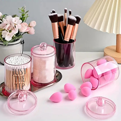 Transparent acrylic cotton swab storage box for makeup tools
