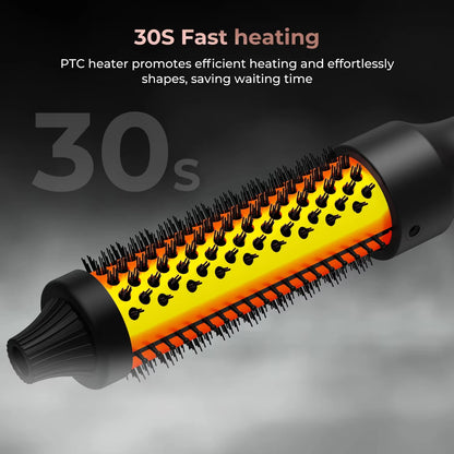 3-in-1 Heated Thermal Hair Brush – Curler & Volumizer for Home & Travel