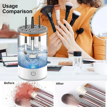USB 3-in-1 Electric Makeup Brush Cleaner – Washer, Dryer & Drying Rack