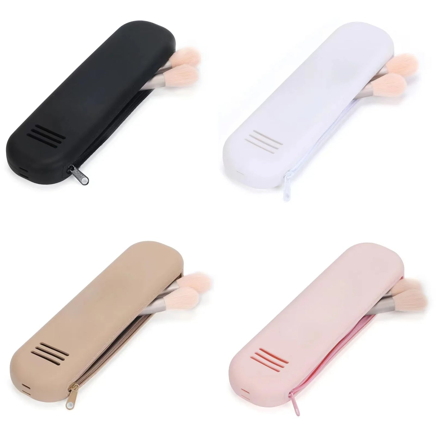 Durable zipper cosmetic pouch for makeup brushes