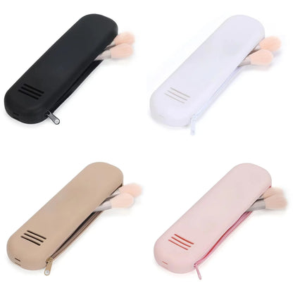 Durable zipper cosmetic pouch for makeup brushes