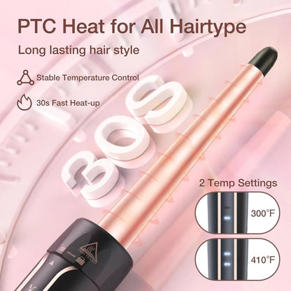 6-in-1 Curling Iron Set – Thermal Brush & 4 Interchangeable Ceramic Barrels with Flat Iron